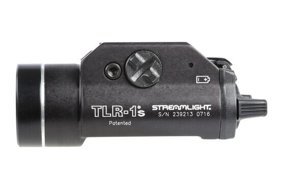 The Streamlight TLR-1S tactical light runs off of two CR123A batteries